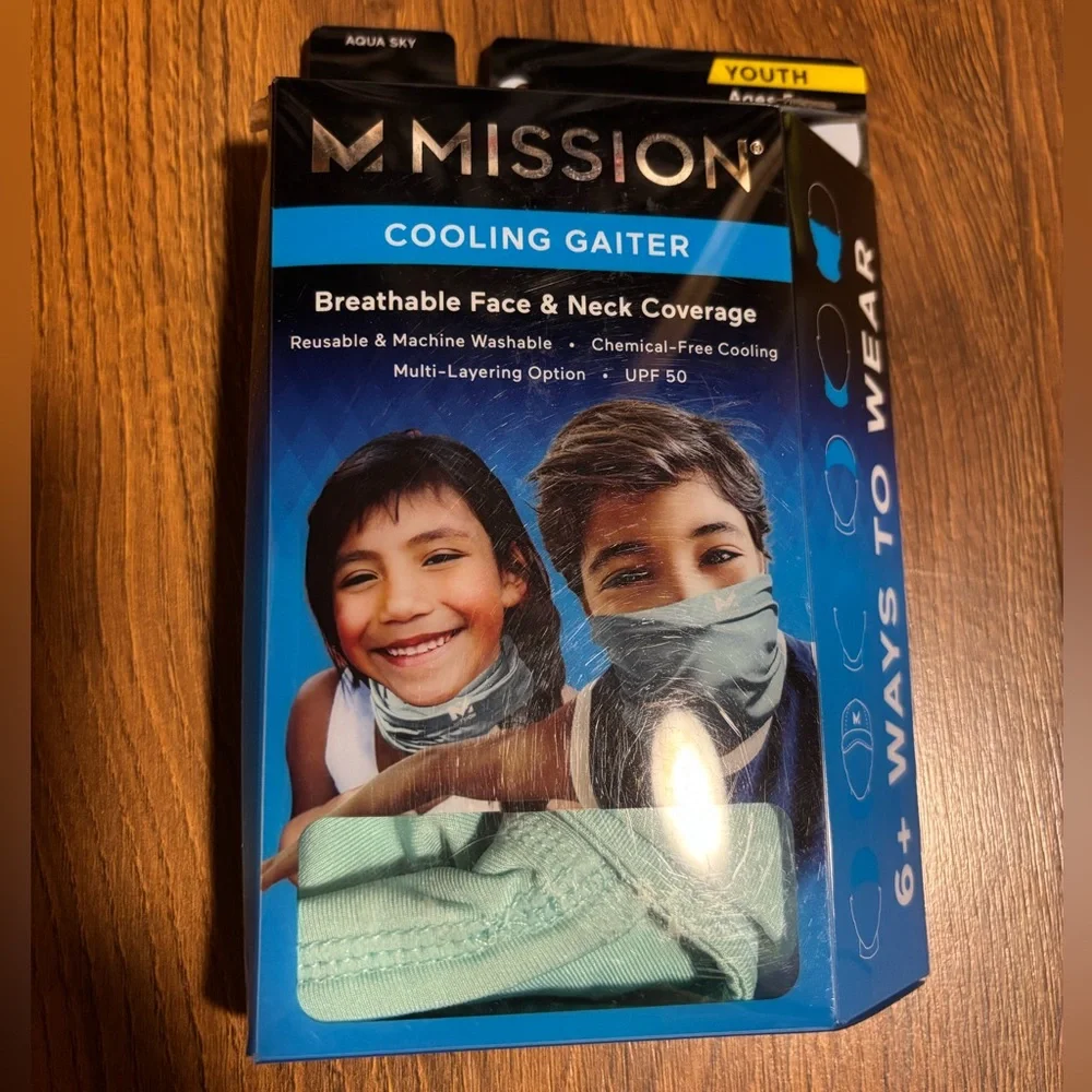 Mission Unisex Kids Youth Cooling Neck Gaiter - Aqua Sky